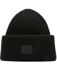 Acne Studios - Gerippte Beanie Mit Gesicht-Patch - Lyst