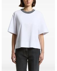Peserico - Contrast-Trim Keyhole-Back T-Shirt - Lyst