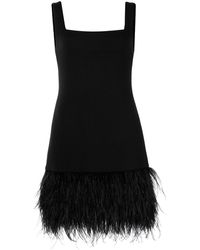 Cynthia Rowley Vestido corto con detalle de plumas - Negro