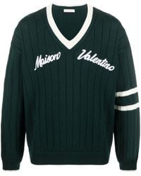 Valentino Garavani - V-neck Sweater With Logo - Lyst