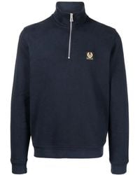 Belstaff - Logo-Patch Short-Zip Sweatshirt - Lyst