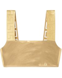 Versace - Greca Border Metallic Bikini Top - Lyst