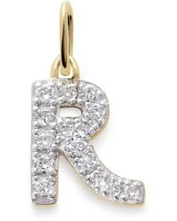 Monica Vinader - 14Kt R Charm Diamond Necklace - Lyst