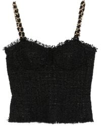 Balmain - Chain-Strap Tweed Top - Lyst