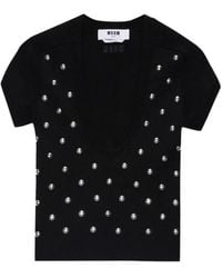 MSGM - Studded-Embellished T-Shirt - Lyst