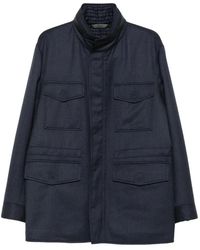 Brioni - Manteau Bordé De Cuir À Poches Poitrine - Lyst