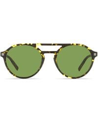 Zegna - Tortoiseshell-effect Round-frame Sunglasses - Lyst