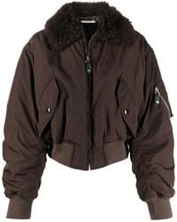 Stella McCartney - Faux-fur Collar Cropped Bomber Jacket - Lyst