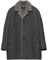 Prada - Mantel Mit Shearling-Kragen - Lyst