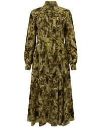 Alberta Ferretti - Floral-Print Pleated Maxi Shirt Dress - Lyst