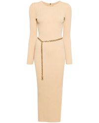 Michael Kors - Chain-Belt Ribbed-Knit Midi Dress - Lyst