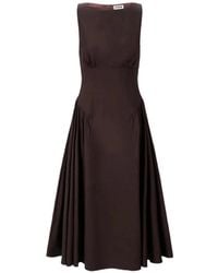 STAUD - Gwen Gathered Sleeveless Midi Dress - Lyst