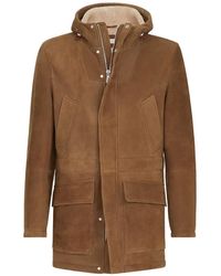 Brunello Cucinelli - Suede Curly Shearling Parka - Lyst