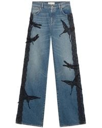 Blumarine - Jean À Empiècements En Dentelle Et Papillon - Lyst