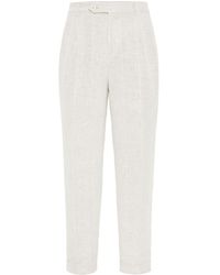 Brunello Cucinelli - Pleat-detailing Button-fastening Tapered Trousers - Lyst