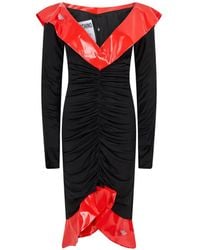 Moschino - Long-Sleeve Ruched Midi Dress - Lyst