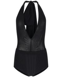 The Attico - Halterneck Tulle Bodysuit - Lyst