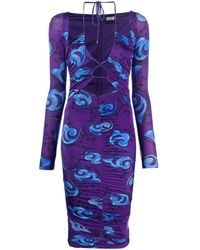 Versace Jeans Couture - Floral-Print Midi Dress - Lyst