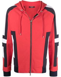 Balmain - Contrast-Panel Zip-Up Hoodie - Lyst