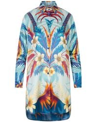 F.R.S For Restless Sleepers - Floral-Print Silk Shirt Mini Dress - Lyst