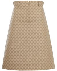 Gucci - Gg Cotton Canvas Fabric Skirt - Lyst