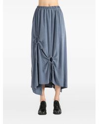 Y's Yohji Yamamoto - Drawstring-Detail Asymmetrical Midi Skirt - Lyst