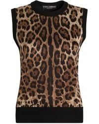 Dolce & Gabbana - Leo-Print Wool Top - Lyst