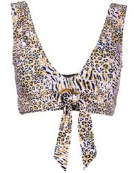 Duskii - Leopard-Print V-Neck Bikini Top - Lyst