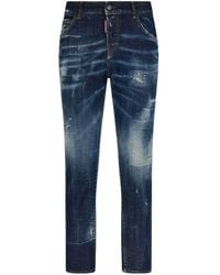 DSquared² - Logo-patch Cotton-blend Tapered Jeans - Lyst