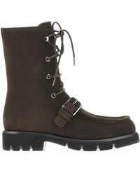 Emporio Armani - Buckle-Detail Lace-Up Boots - Lyst