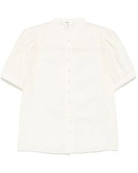 FRAME - Lace Shoulder Inset Silk Blouse - Lyst