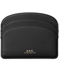 A.P.C. - Demi-Lune Logo-Embossed Leather Cardholder - Lyst