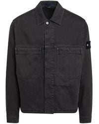 Stone Island - Geknöpfte Jacke Mit Logo-Patch - Lyst