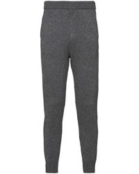 Prada - Logo-embroidered Cashmere Trousers - Lyst