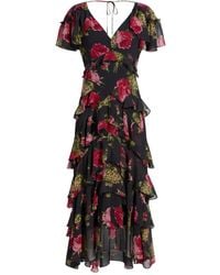 Cinq À Sept - Tatum Midi-Jurk Met Bloemenprint En Ruches - Lyst