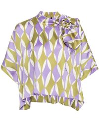 Liu Jo - Graphic-print Attached-scarf Blouse - Lyst