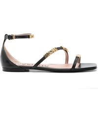 Moschino - Logo-lettering Leather Sandals - Lyst