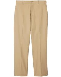 Burberry - Logo-Embroidered Cotton Chino Trousers - Lyst