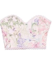 Charo Ruiz - Bio Floral-Print Lace-Trim Top - Lyst