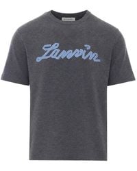 Lanvin - Embroidered-Logo Crew-Neck T-Shirt - Lyst