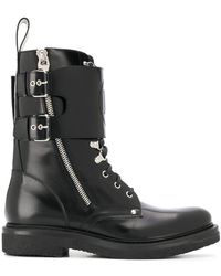 Balmain Buckled Biker Boots - Black