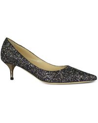 Jimmy Choo Aza Nude Shadow Coarse Glitter Fabric Pointy Toe Pumps