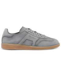 Santoni - Logo-Print Suede Sneakers - Lyst
