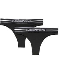 Emporio Armani - Logo-Waistband Thongs (Set Of Two) - Lyst