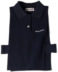 Miu Miu - Logo-Embroidered Polo-Collar Vest - Lyst