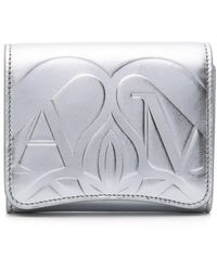 Alexander McQueen - Tri-fold Metallic Leather Wallet - Lyst