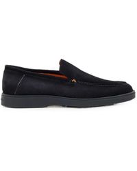 Santoni - Suede Almond-Toe Loafers - Lyst