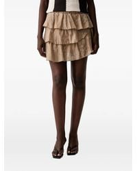 ViCOLO - Embroidered Ruffled Mini Skirt - Lyst