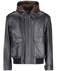 Loewe - Hooded Layered Leather Jacket - Lyst
