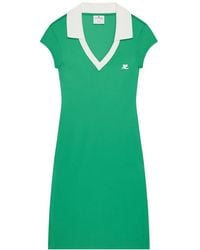 Courreges - Logo-Embroidered V-Neck Mini Dress - Lyst